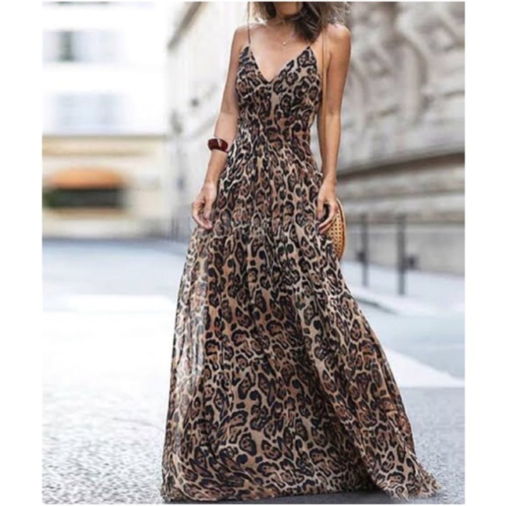 CLASSIC LEOPARD PRINT MAXI DRESS